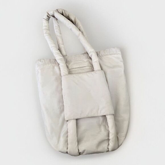 Dagne Dover Kal Puff Drawstring Tote Shoulder Bag Travel White Large Bag *READ - Picture 6 of 14
